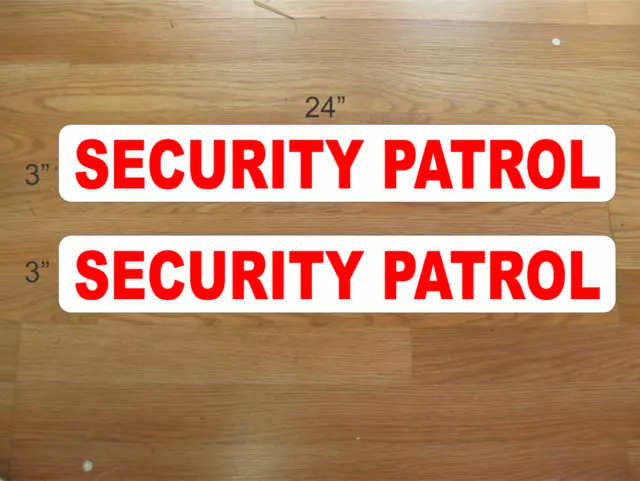 2 SECURITY PATROL RED Magnetic Signs 3"x24" Police Constable 1 Pair for Car