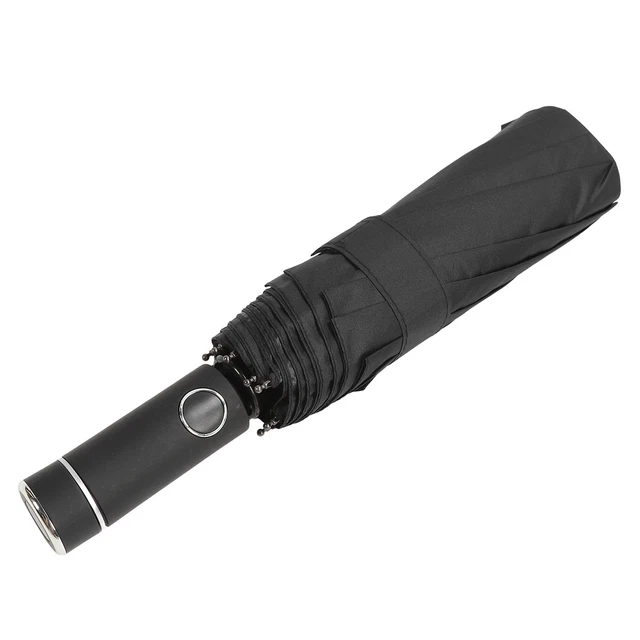 HG Ombrello Antivento Con Torcia LED Auto Apertura Chiusura 10 Costole Ombrello Grande