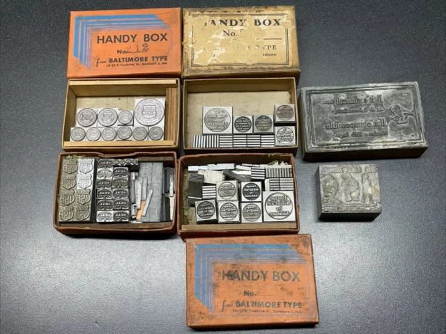 Lot 50+- Antique “Fdic” Type Set Letterpress Metal Printer Blocks “Made In Usa”