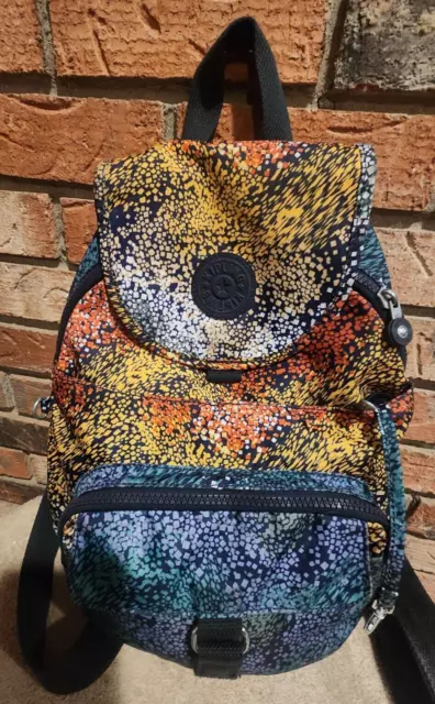 KIPLING Watercolor River Ravier Medium Backpack multicolor Book Bag Many Pockets