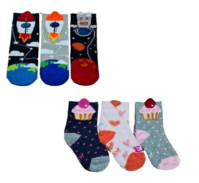 Baby Toddler Girls Boys Kids Cotton Soft Fun Cute Socks 3 Pairs Multi Buy 6M-3Y