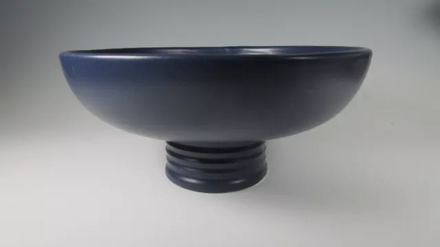 Haeger Pottery Cobalt Blue Footed Center Piece 10"  Bowl 1993 # 233