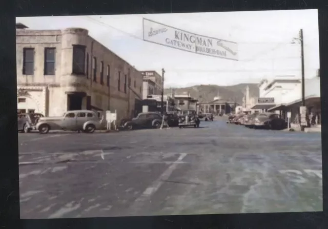 Kingman Arizona Route 66 Downtown Street Scene Old Cars Postcard Copy