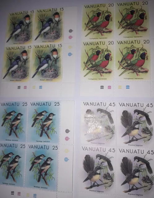 Vanuatu 1982 Birds - Complete Set Of blocks of 4 - MUH