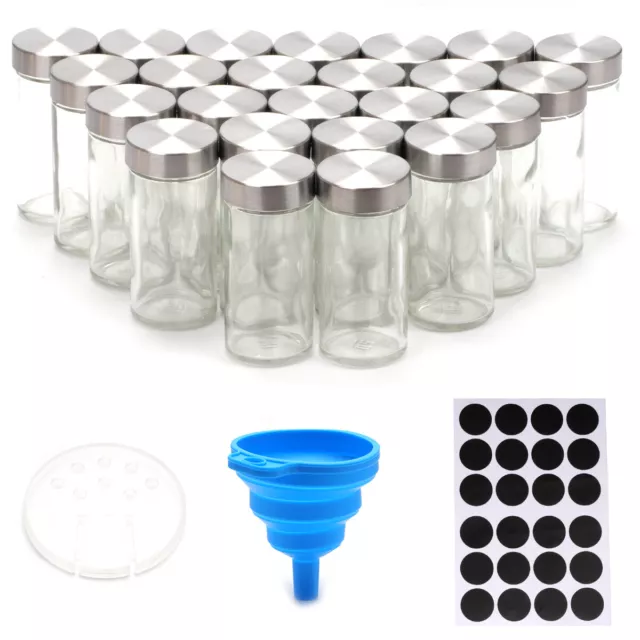 24pcs Spice Jar Glass Bin 100ML Dispenser Bottle 3.5oz Storage Container Shaker