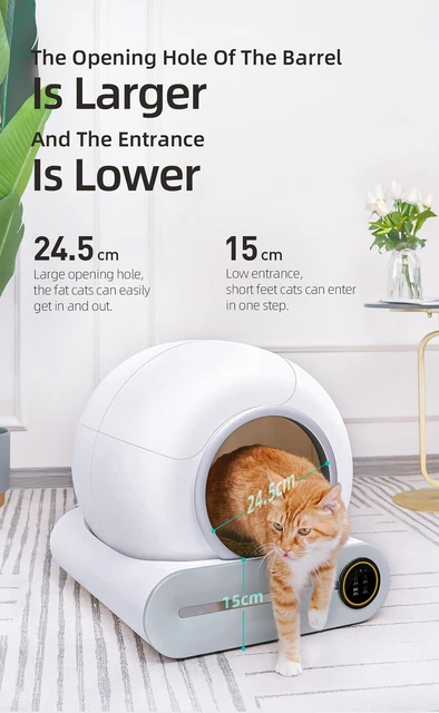 Smart Cat Litter Box Indoor Bedpans Automatic Enclosed Self-Cleaning Cream White