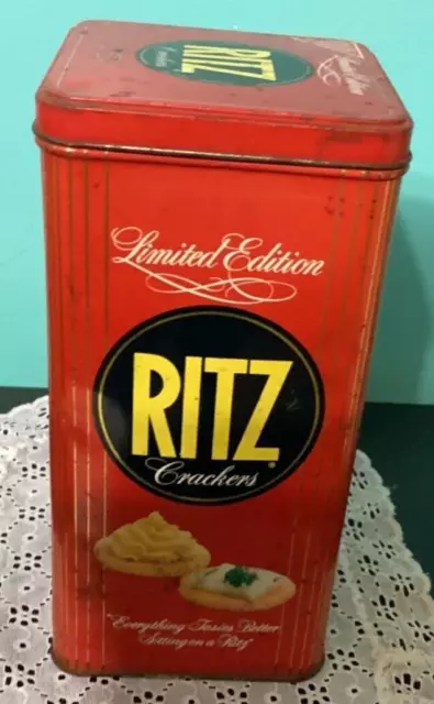 Vintage Tin Advertising RITZ Crackers Red Limited Edition Nabisco Can 1987