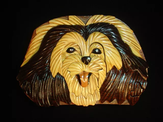 Hand crafted 3D Intarsia Wood Art HAVANESE Dog Puzzle Wooden Box