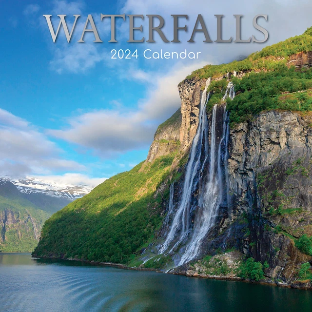 WATERFALLS 2024 Square Wall Calendar 16 Months Planner Christmas New