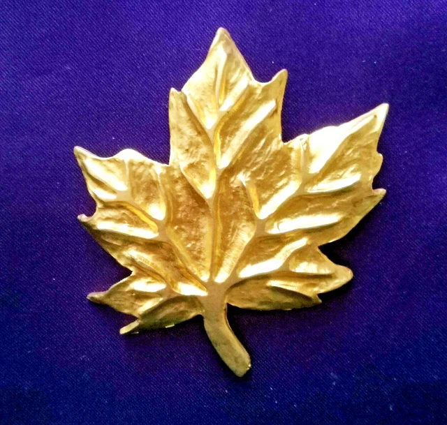 Grande Broche Vintage En Métal Doré Forme Feuille - Marque Dolce Vita
