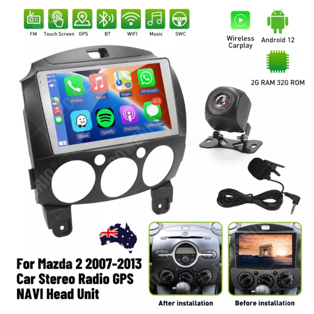 For Mazda 2 2007-13 Carplay 32G Android 12 Car Stereo Radio GPS NAVI Head AU