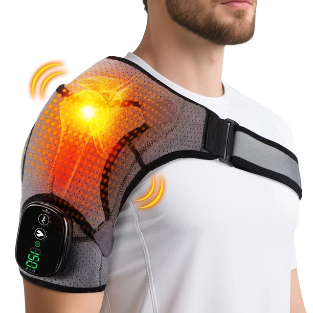HEATED VIBRATION SHOULDER Brace Massager Rotator Cuff Support ...