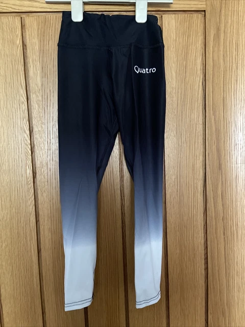 BRAND NEW Girls Quatro Gymnastics Dance Leggings Black To White Ombre INT