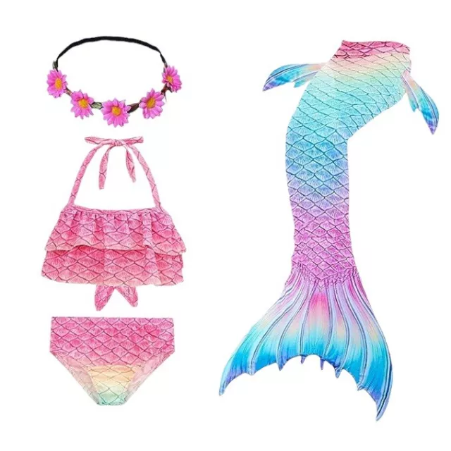 5 Stück Kinder Mädchen Meerjungfrau Schwanz Bikini Badeanzug Badeanzug mit Monoschwanz