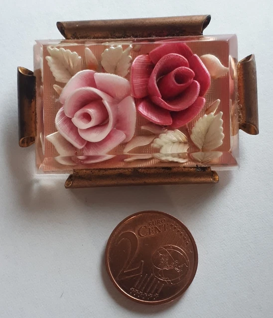 Broche Ancienne Art Déco – Deux Roses En Argent, Vintage, Belle Pièce De Collection