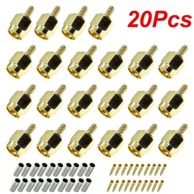 20Pcs SMA Male Plug Crimp For RG174 RG316 LMR100 Coaxial Cable RF Coax Connector