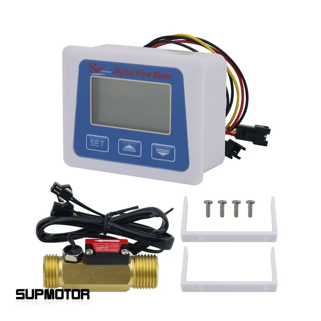 Electron Intelligent Water Flow Meter 1/2''Externa Thread Digital Display Sensor