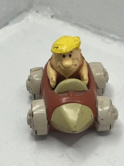 Vintage 1990 Hanna Barbera Productions Flintstones Barney Rubble Car Figure Toy