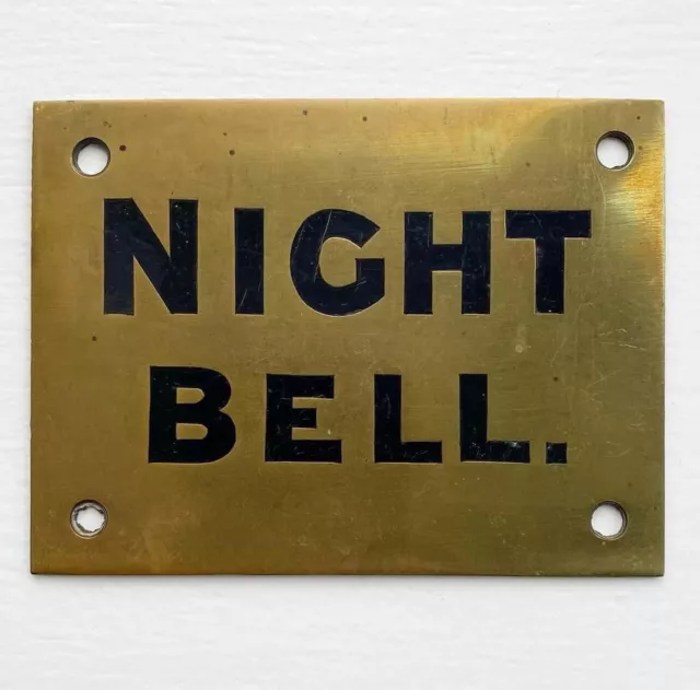 Edwardian c1910 Antique Vintage Retro Hotel “Night Bell” Door Sign Not Enamel