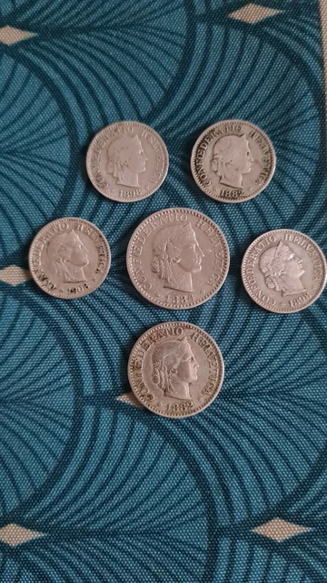 Lot de 6 Pièces De Monnaie Suisse Ancienne