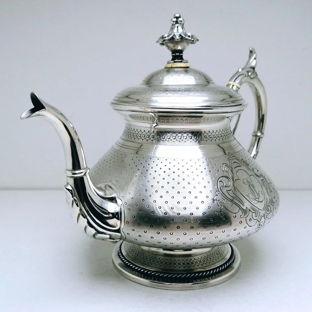 Antique Elegant Old Sterling Silver Tea Pot Hallmarked Late 19th Century