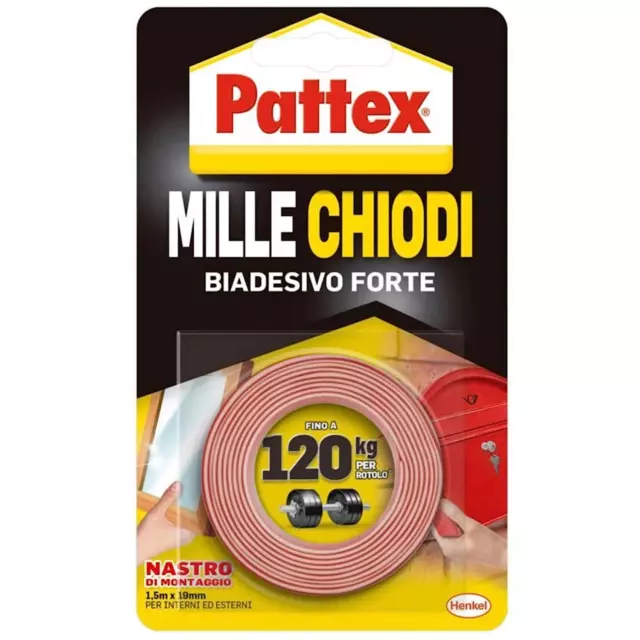 Pattex Millechiodi Tape, Nastro Biadesivo Extra Forte per Applicazioni Permanent