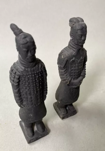 Vintage  Pair Of Chinese Terracotta Warrior 6” NICE