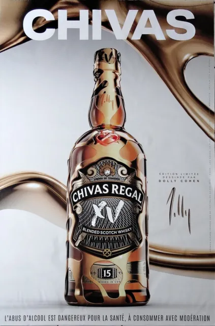 Affiche Publicitaire Roulée Whisky " Chivas XV " (Design Dolly Cohen) 120x175 Cm
