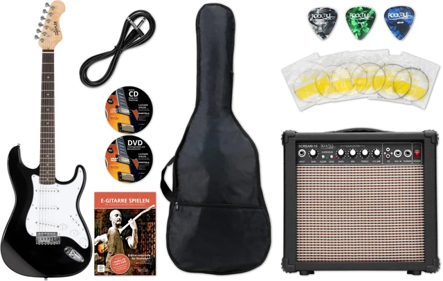 Shaman STX-100B E-Gitarre Starter Set ST Single Coil Tremolo Zubehör Amp Schwarz