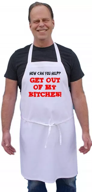 Get Out Of My Kitchen Cute Apron For Men or Women, White Bib Cooking Aprons 2