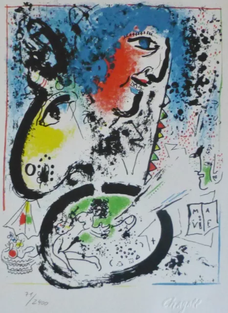 Marc Chagall "Auto Portrait-Frontespiece" Firmado Mano Numerados Litografia