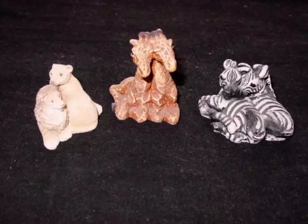 (3) Stone Critter Littles figurines : LIONS & ZEBRAS & GIRAFFES couples animals