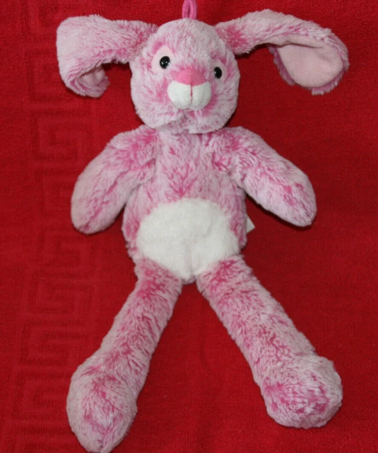 Rodadou Roda Doudou Peluche Lapin Rose Chine Blanc Longues Jambes 37 Cm Etatneuf