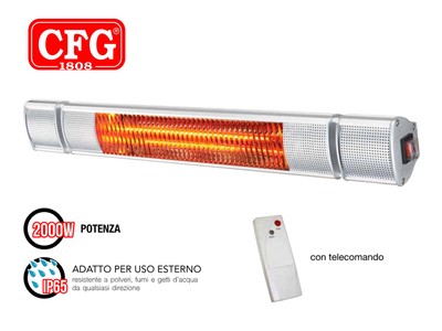 CFG Stufa a infrarossi da interno esterno a parete soffitto Sole Bianco IP65 1500W 