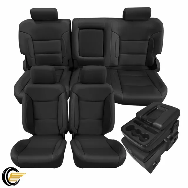 Black Seat Covers Set For 2014-2018 Chevy Silverado Crew Cab LT 15 16 17