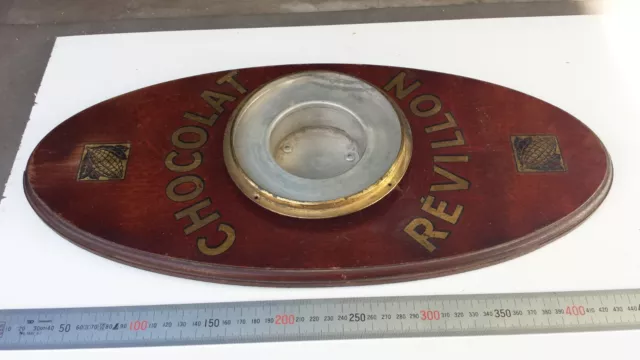 Ancien baromètre publicitaire en bois CHOCOLAT REVILLON à compléter.