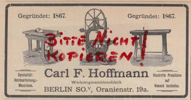 BERLIN, Werbung 1904, Carl F. Hoffmann Werkzeug-Maschinen-Fabrik