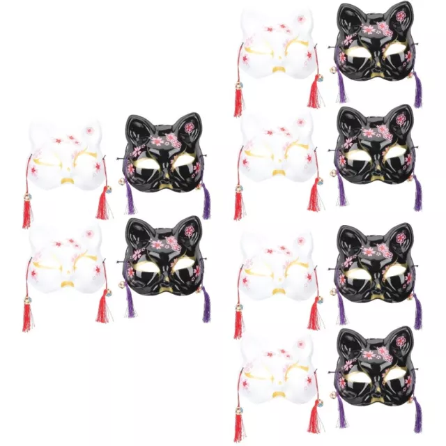 12 piezas Máscara de plástico de Halloween para gato para adultos Enmascarada Disfraz Accesorios