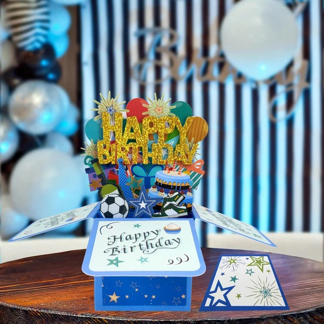 Carte De Vœux Pop-up 3D Thème Tennis - Anniversaire, Cadeau Pour Papa, Grand-père, Mari - Format 15x20 Cm