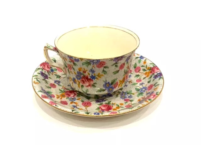 ROYAL WINTON GRIMWADES OLD COTTAGE CHINTZ TEACUP & SAUCER  Floral Roses