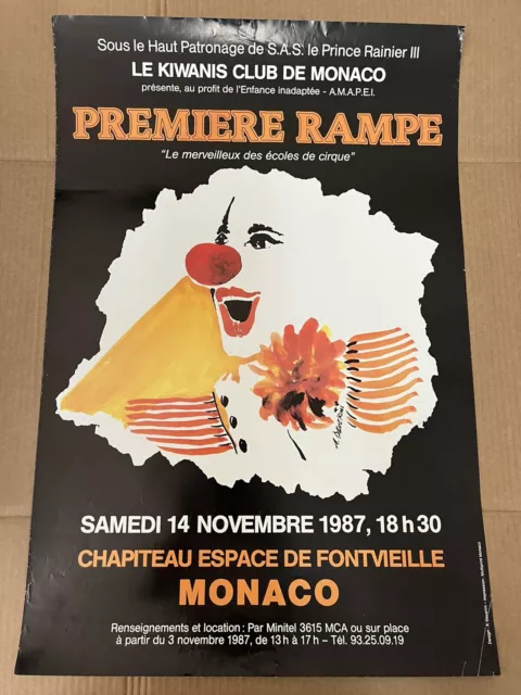 Affiche ancienne Cirque Monaco 1987 Premiere Rampe. Ref75185