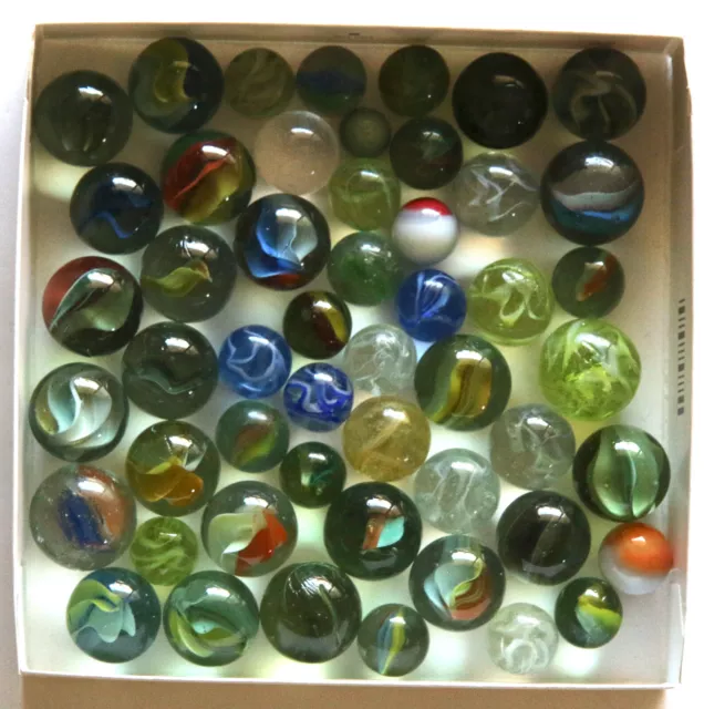 Konvolut alte Glasmurmel marbles Glaskugeln 51 Stück, unterschiedliches Alter 2