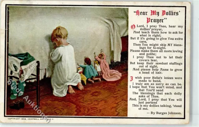 51894907 - Kind beim Gebet Puppen Kinder (Kuenstlerkarten)
