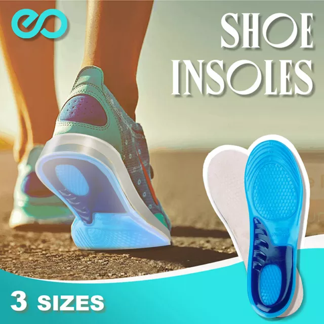 Massaging Gel Shoe Insoles Insert Heel Arch Supports Men Women Flatfoot Plantar