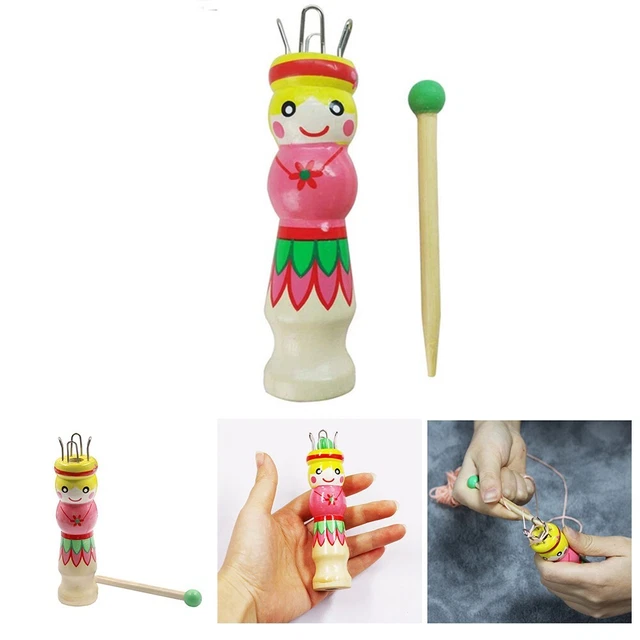 Kit artesanal de muñeca de madera tejida divertido y educativo para desarrollar habilidades motoras