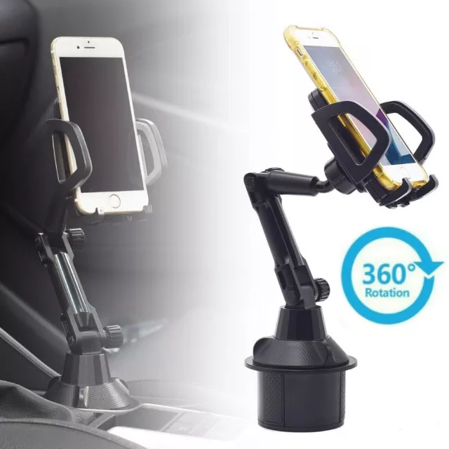 360° Adjustable Phone Mount Car Cup Holder Stand Cradle For Cell Phone Universal