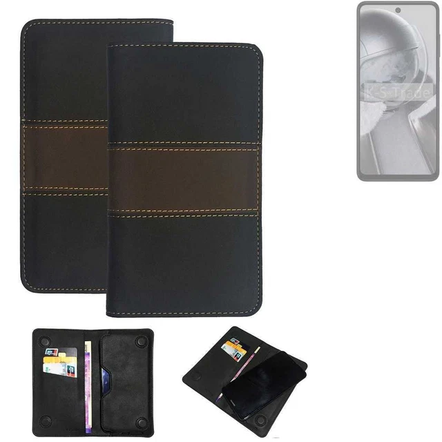 Étui Portefeuille En Cuir Synthétique Pour Crosscall Trekker X4 - Brun - 3 Emplacements Cartes