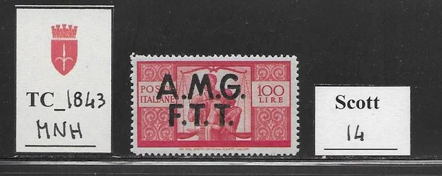 TC_1843. TRIESTE FTT. 100 Lire of 1947 DEMOCRATICA set. Scott 14. MNH