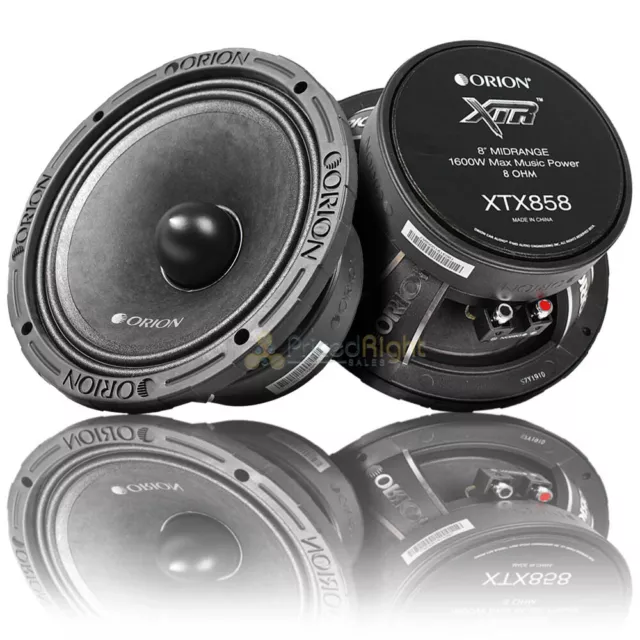 Orion 8" Midrange Speakers 1600 Watts Max Power 8 Ohm Car Audio XTX858 Pair