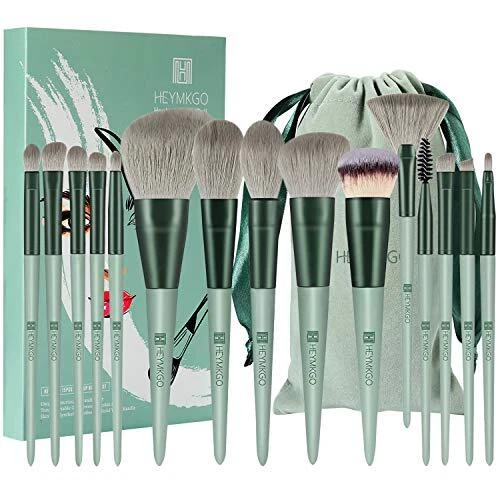 Make-up Pinsel HEYMKGO 15 Stck. Premium Synthetische Borsten grün konischer Griff